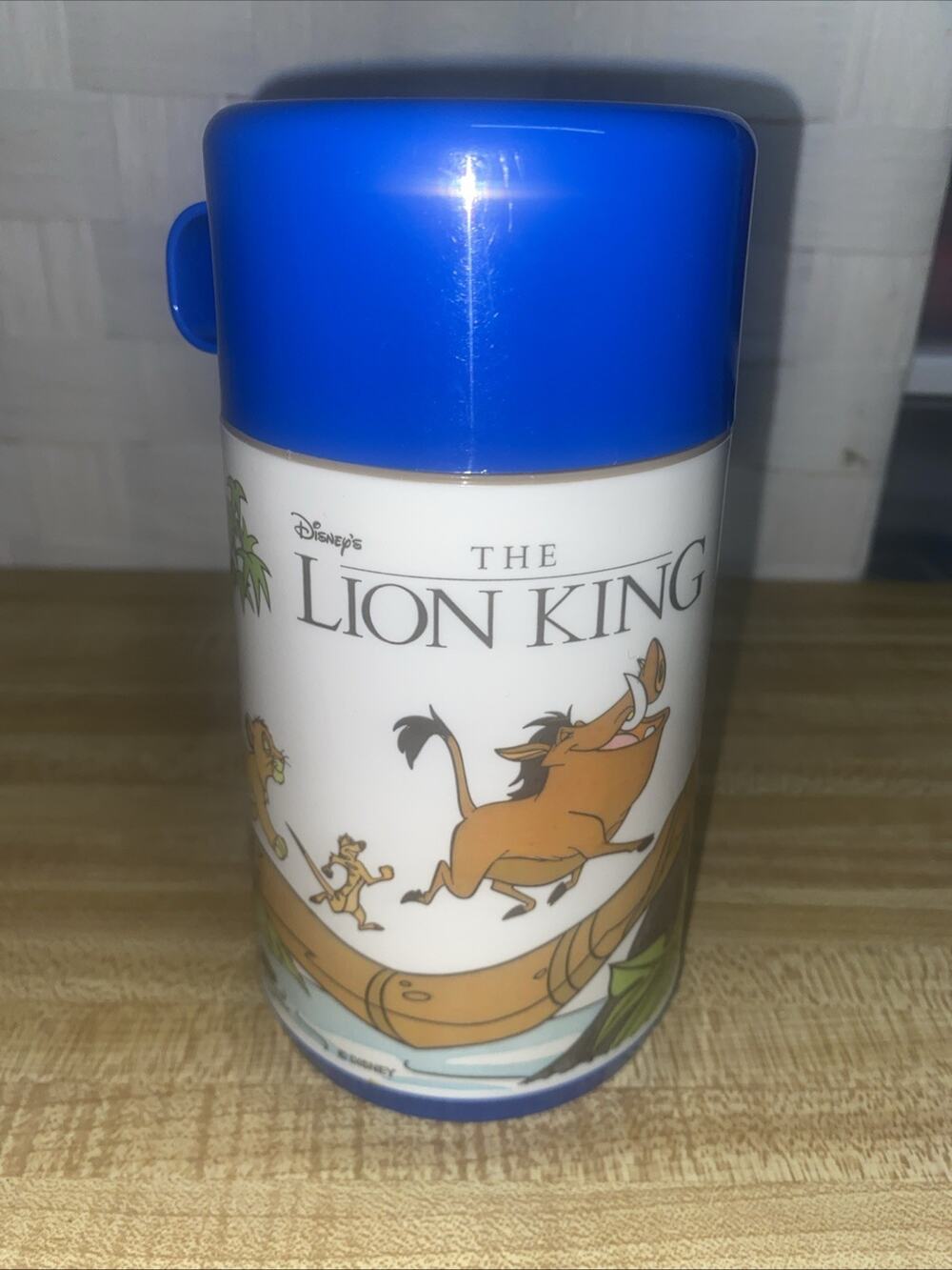 1992 Disney's The Lion King Hakuna Matata Blue Thermos Set Aladdin USA Made